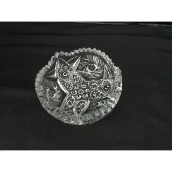 American Brilliant Period Cut Crystal Sawtooth Rim Diamond & Stars. Candy or Tri - Picture 6 of 6